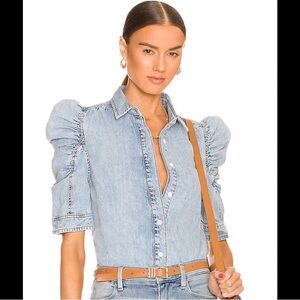 Frame Denim in Cresthaven- Puff Sleeve Button-Up Shirt